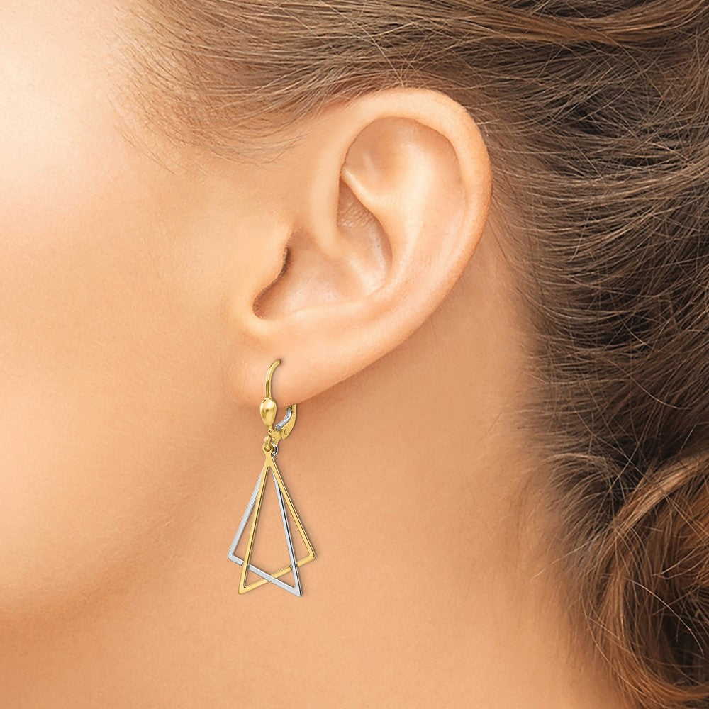 High-Quality 14K Two-Tone Leverback Dangle Earrings - Stylish & Affordable!