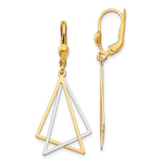High-Quality 14K Two-Tone Leverback Dangle Earrings - Stylish & Affordable!