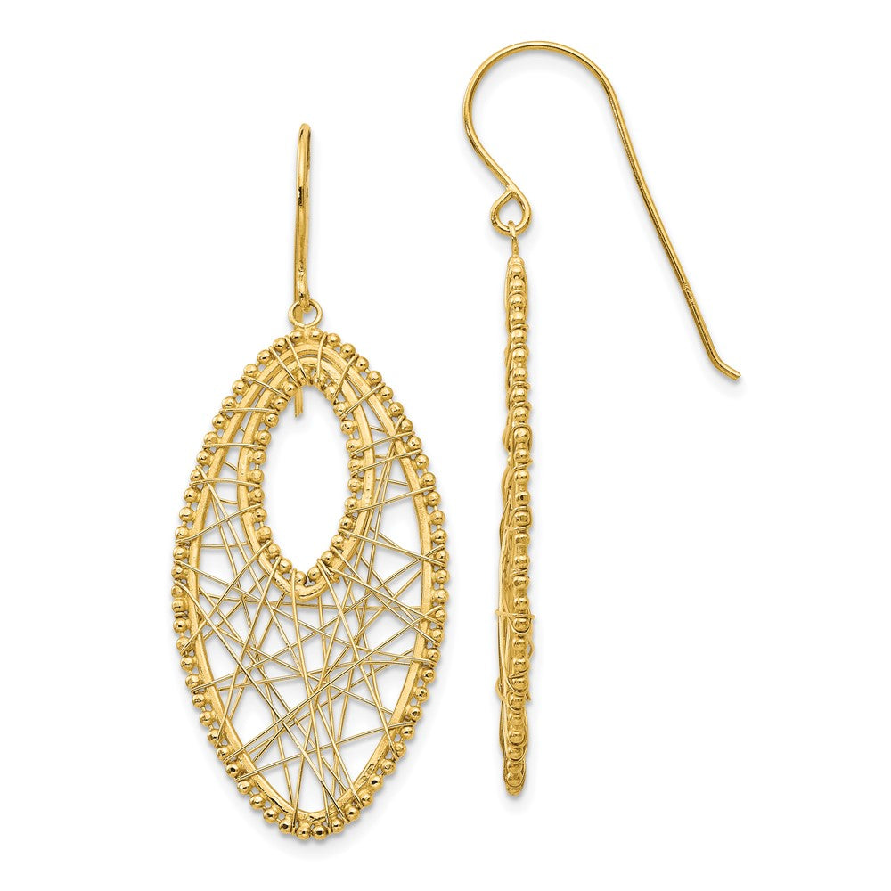Shop Stylish 14K Gold Oval and Web Design Earrings | Exclusive Offer!