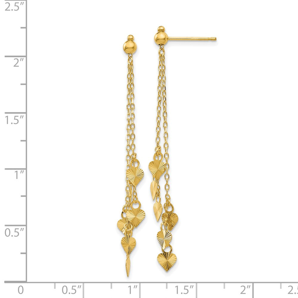 Shop 14K Gold Diamond-Cut Heart Dangle Earrings | Stylish & Affordable Jewelry