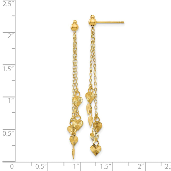 Shop 14K Gold Diamond-Cut Heart Dangle Earrings | Stylish & Affordable Jewelry-4