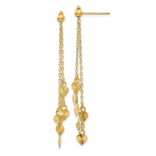 Shop 14K Gold Diamond-Cut Heart Dangle Earrings | Stylish & Affordable Jewelry