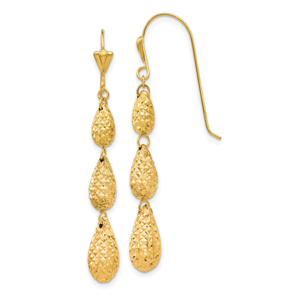 Buy Stylish 14K Gold Diamond-Cut Teardrop Dangle Earrings - Exclusive Design