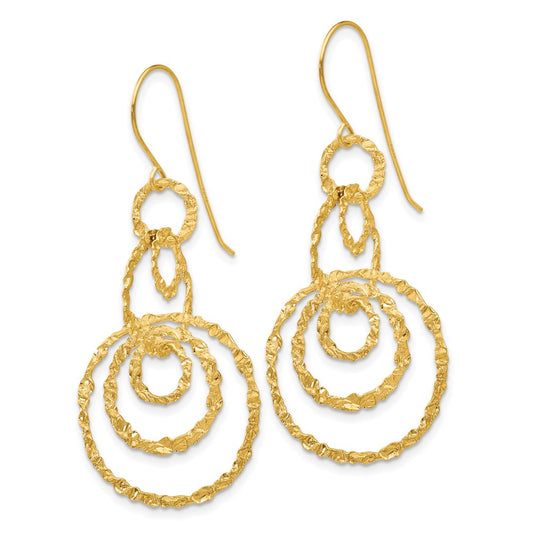Buy Exclusive 14K Gold Textured Drop Circle Earrings - Stylish & Affordable!