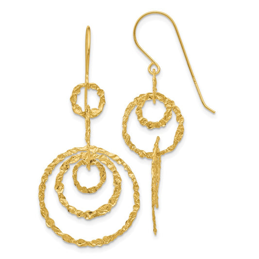 Buy Exclusive 14K Gold Textured Drop Circle Earrings - Stylish & Affordable!