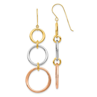 Buy Stylish 14K Tri-Color Triple Hoop Dangle Earrings - Perfect Value!