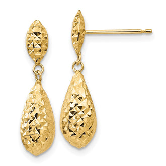 Shop Exclusive 14K Gold Diamond-Cut Puff Teardrop Dangle Earrings - Stylish Value
