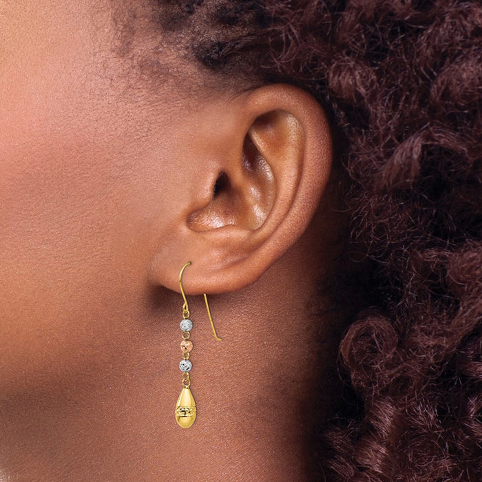 Exclusive 14K Tri-Color Diamond-Cut Teardrop Dangle Earrings - Stylish Value-3