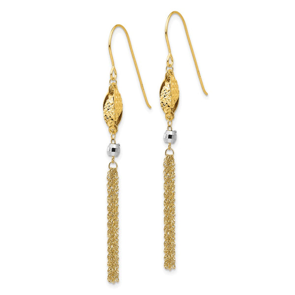 14K Two-Tone Beaded Chain Drop Earrings