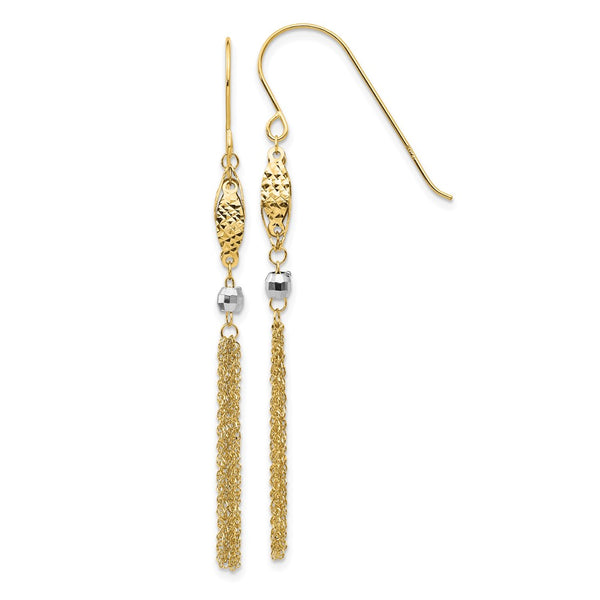 14K Two-Tone Beaded Chain Drop Earrings