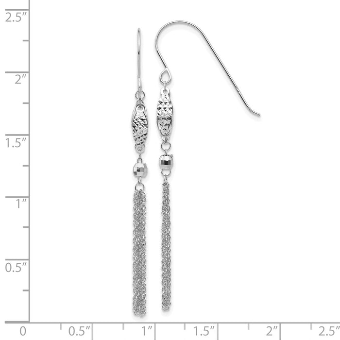 Shop Stylish 14K White Gold Beaded Chain Drop Earrings - Affordable Luxury-4