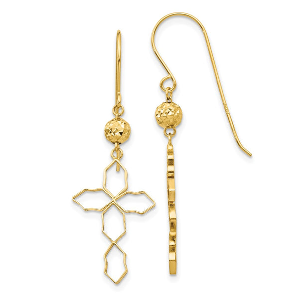 14K Gold Cross Earrings