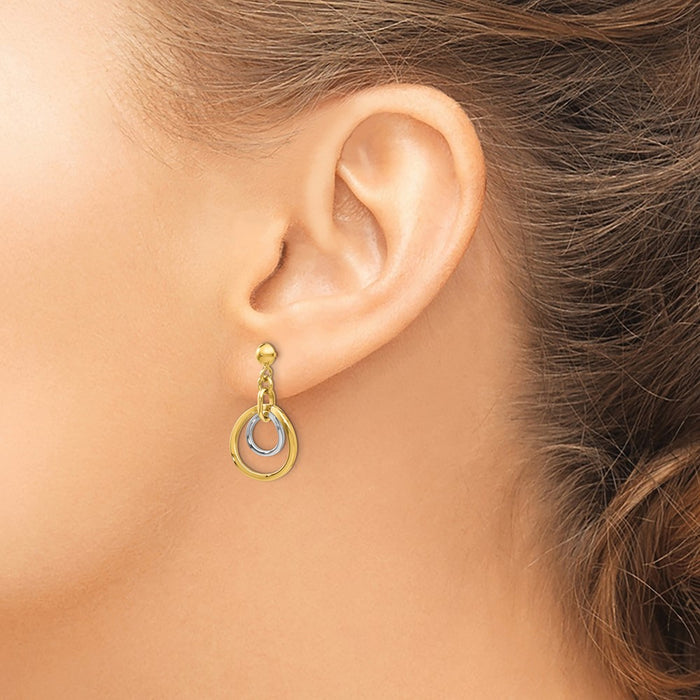Shop 14K Two-Tone Circle Drop Earrings - Stylish & Exclusive Design, Great Value!-3