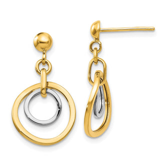 Shop 14K Two-Tone Circle Drop Earrings - Stylish & Exclusive Design, Great Value!