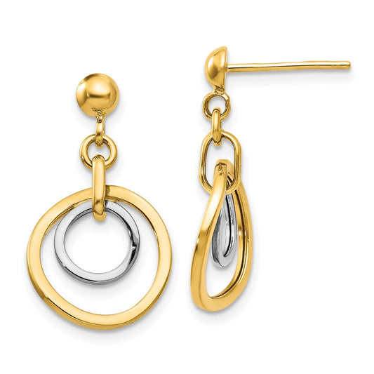 Shop 14K Two-Tone Circle Drop Earrings - Stylish & Exclusive Design, Great Value!