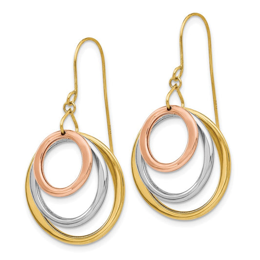 Buy Exclusive 14K Tri-Color Gold Circle Dangle Earrings - Stylish & Affordable