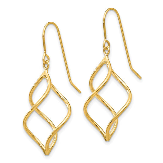 Buy Stylish 14K Gold Polished Twisted Short Dangle Earrings - 1.5" Luxury Design