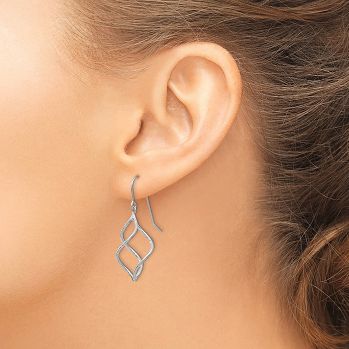 High-Quality 14K White Gold Twisted Dangle Earrings - Stylish & Affordable!-3