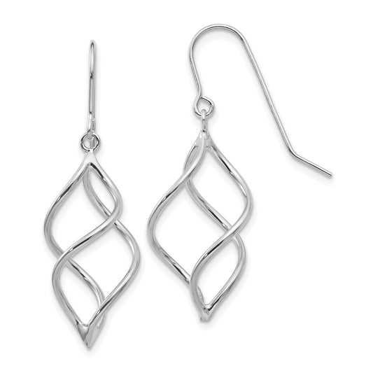 High-Quality 14K White Gold Twisted Dangle Earrings - Stylish & Affordable!
