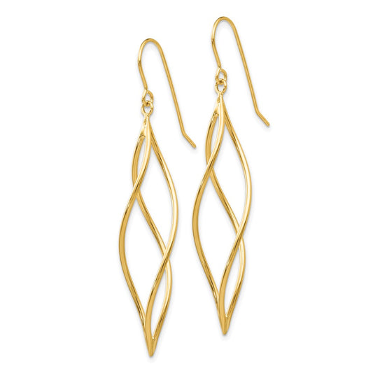Shop Stylish 14K Gold Polished Long Twisted Dangle Earrings - Affordable Luxury!