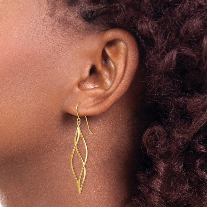 Shop Stylish 14K Gold Polished Long Twisted Dangle Earrings - Affordable Luxury!-3