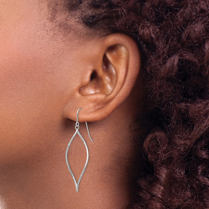 High-Quality 14K White Gold Twisted Oblong Drop Earrings - Stylish & Affordable-3