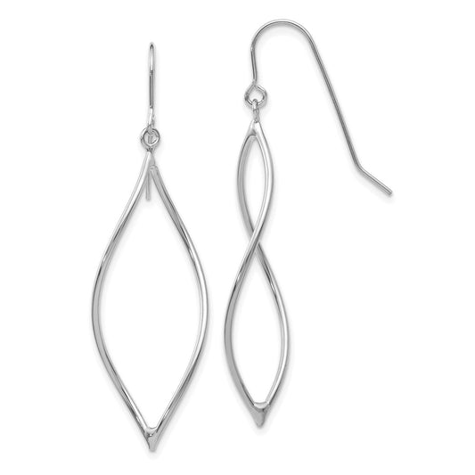 High-Quality 14K White Gold Twisted Oblong Drop Earrings - Stylish & Affordable