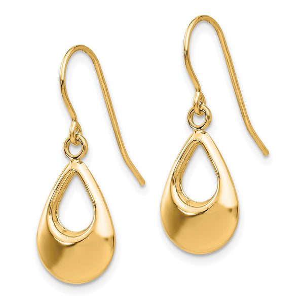 14K Gold Teardrop Hollow Dangle Earrings - Style GR1-1012026