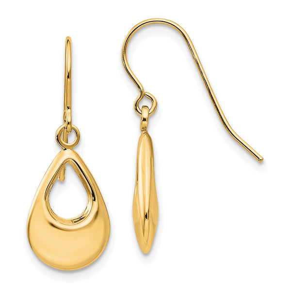 14K Gold Teardrop Hollow Dangle Earrings - Style GR1-1012026