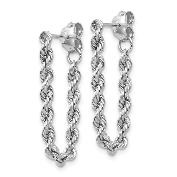 14K White Gold Rope Chain Drop Earrings