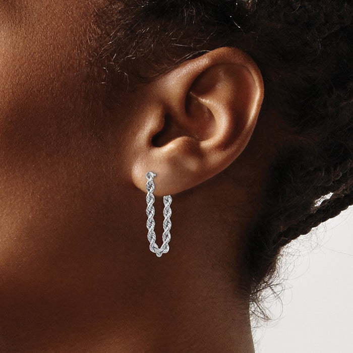 Exclusive 14K White Gold Rope Chain Drop Earrings - Stylish & Affordable!-3