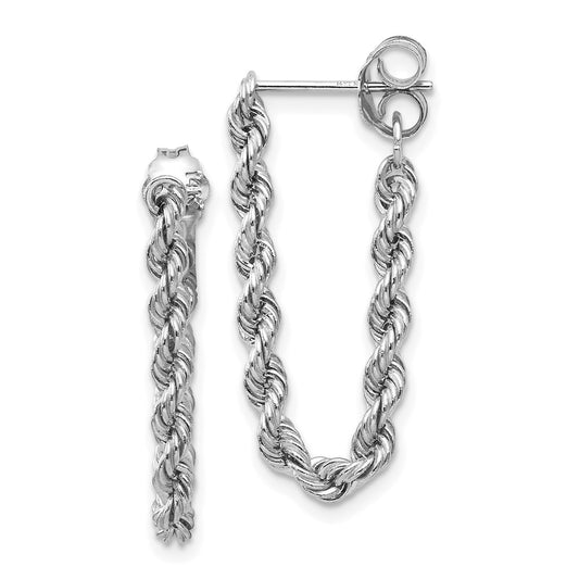 Exclusive 14K White Gold Rope Chain Drop Earrings - Stylish & Affordable!
