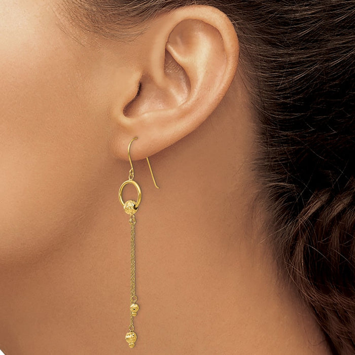 High-Quality 14K Gold Diamond-Cut Dangle Earrings | Stylish & Affordable-3