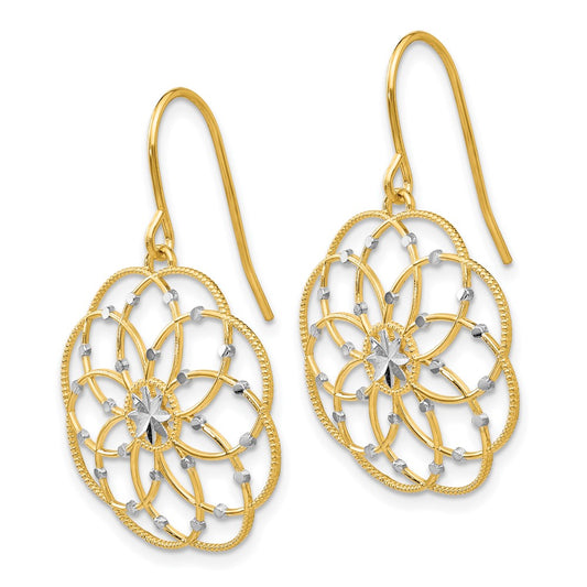 Buy 14K Gold & Rhodium Diamond-Cut Fancy Shepherd Hook Earrings - Stylish Value