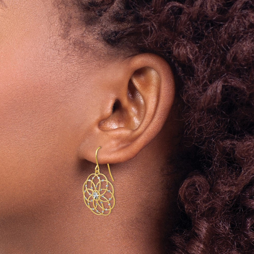 Buy 14K Gold & Rhodium Diamond-Cut Fancy Shepherd Hook Earrings - Stylish Value