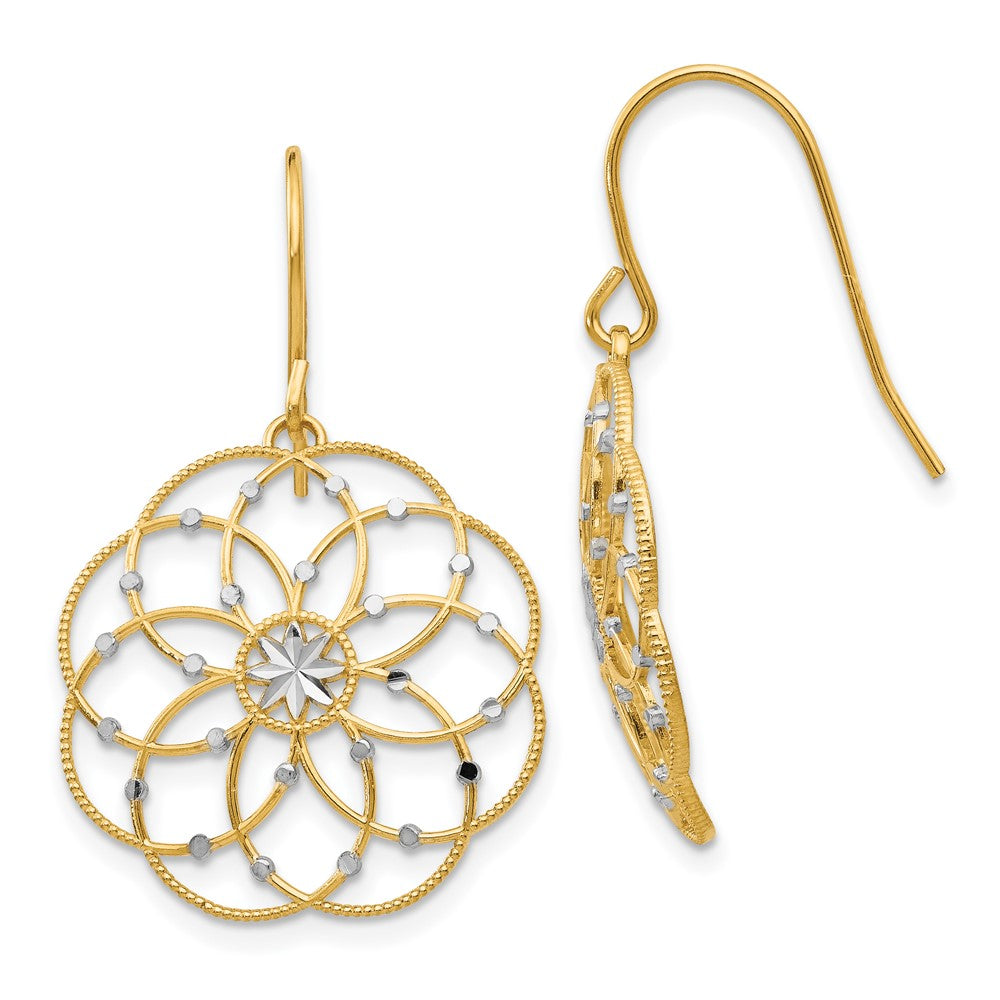 Buy 14K Gold & Rhodium Diamond-Cut Fancy Shepherd Hook Earrings - Stylish Value