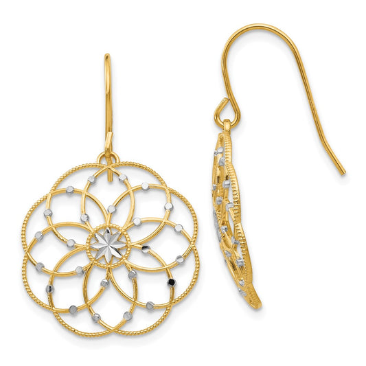 Buy 14K Gold & Rhodium Diamond-Cut Fancy Shepherd Hook Earrings - Stylish Value