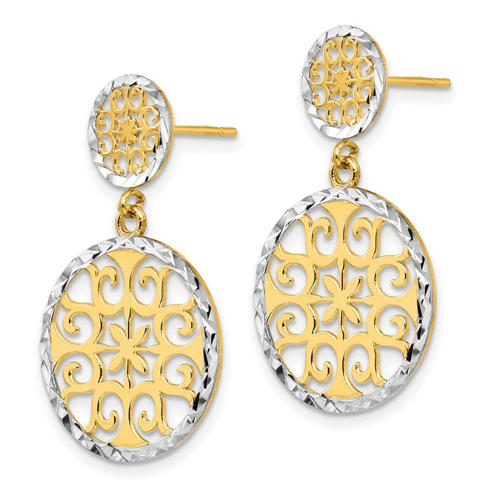 Shop 14K Gold & Rhodium Double Circle Dangle Earrings - Stylish Luxury Accessory-2
