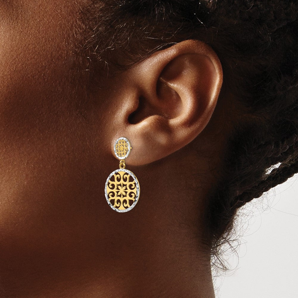 Shop 14K Gold & Rhodium Double Circle Dangle Earrings - Stylish Luxury Accessory