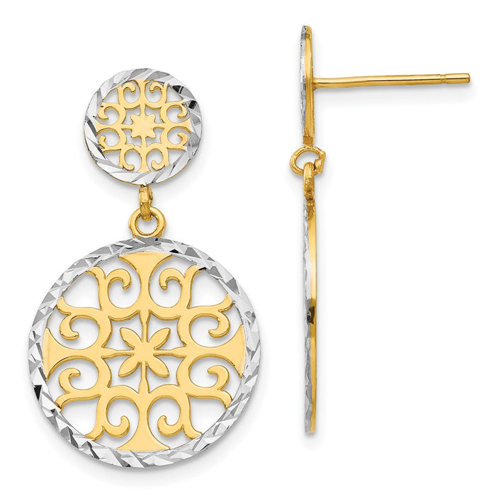 Shop 14K Gold & Rhodium Double Circle Dangle Earrings - Stylish Luxury Accessory-1