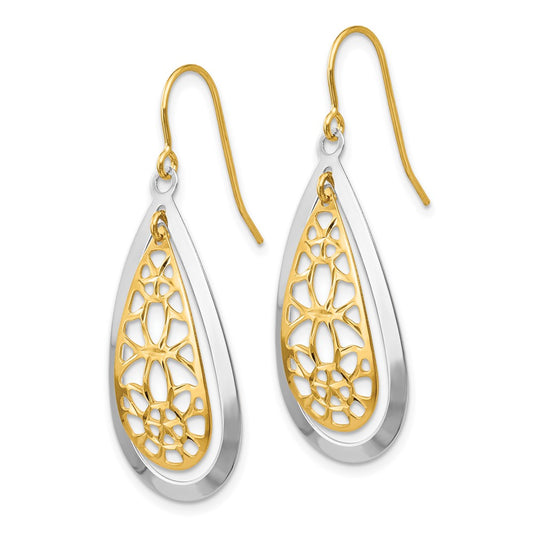 Shop Exclusive 14K Two-Tone Diamond-Cut Dangle Earrings - Stylish & Affordable