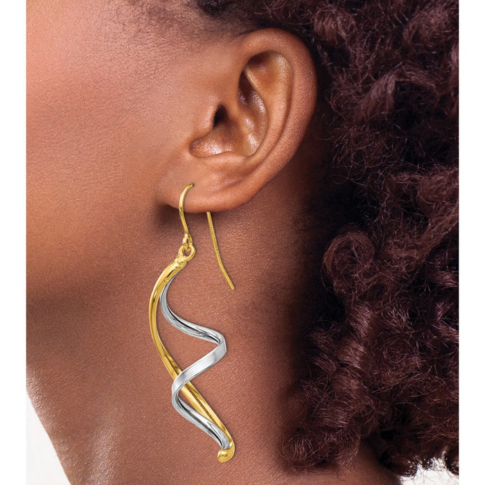 High-Quality 14K Two-Tone Fancy Drop Earrings - Stylish Design, Affordable Price-3