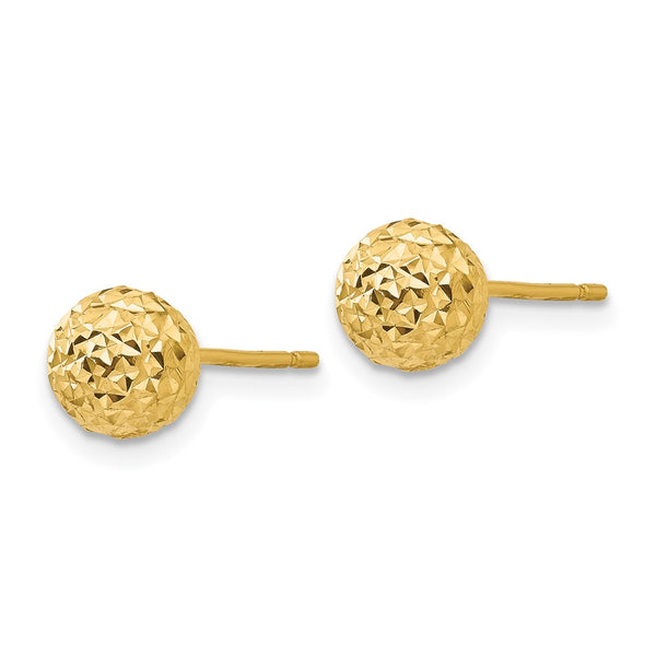14K Gold Diamond-Cut Ball Stud Earrings