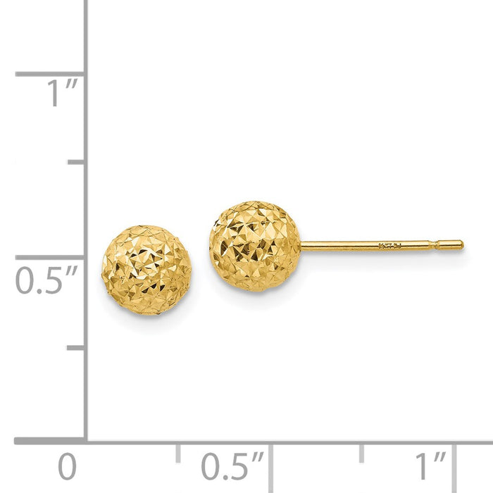 High-Quality 14K Gold Diamond-Cut Ball Stud Earrings - Stylish & Affordable!-4