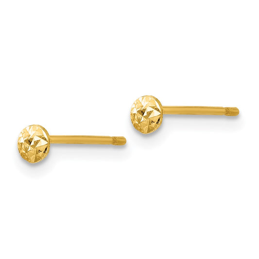 Buy 14K Gold 3mm Puff Circle Stud Earrings - Stylish & Affordable Luxury!