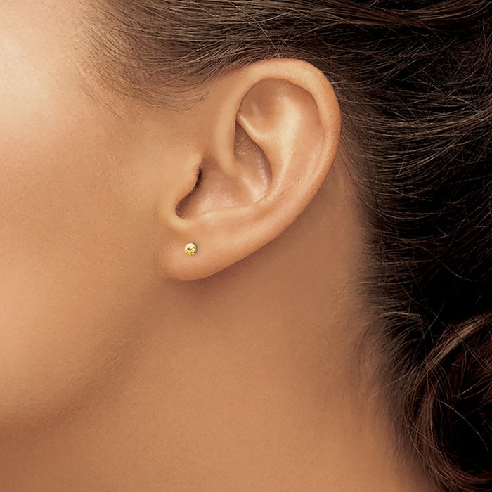 Buy 14K Gold 3mm Puff Circle Stud Earrings - Stylish & Affordable Luxury!-3