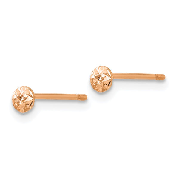 14K Rose Gold 3mm Round Puff Stud Earrings