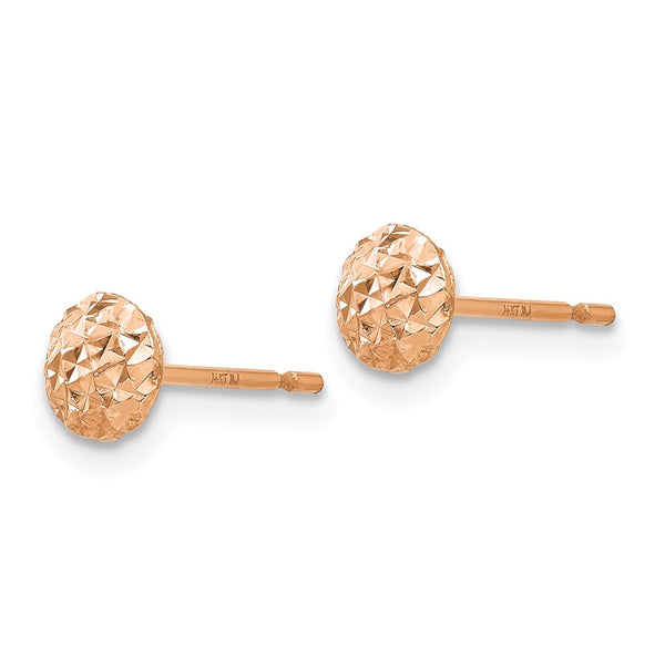 14K Rose Gold 5mm Round Puff Stud Earrings