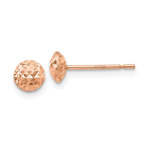 14K Rose Gold 5mm Round Puff Stud Earrings