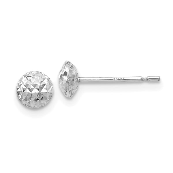 14K White Gold 5mm Puff Circle Stud Earrings